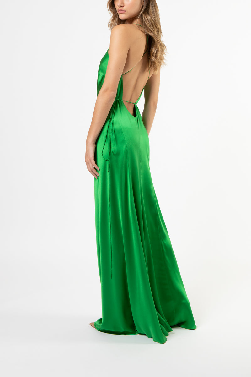 Strappy wrap gown - green – Michelle Mason